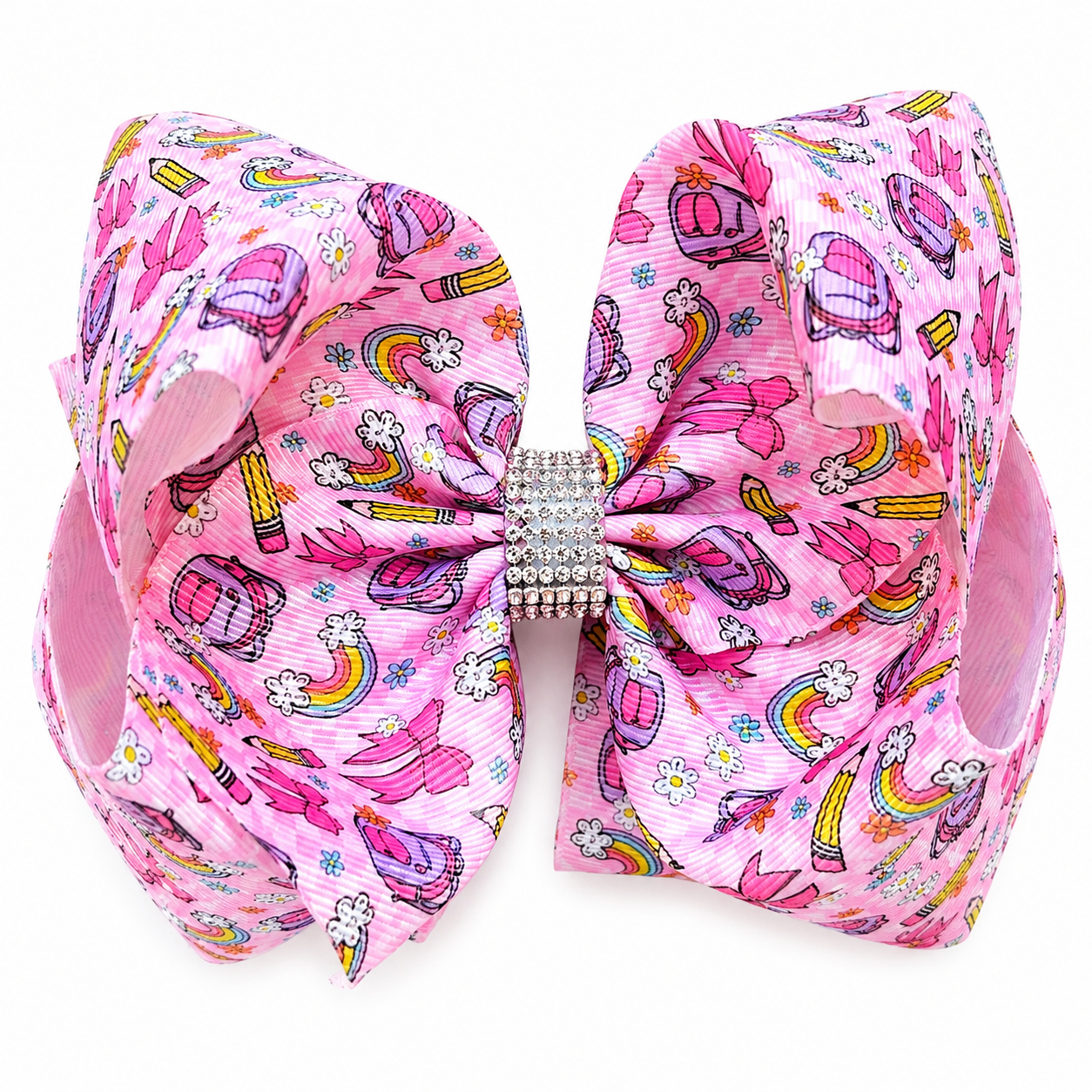 6.5" Double Layer Bow- Pink and Rainbows